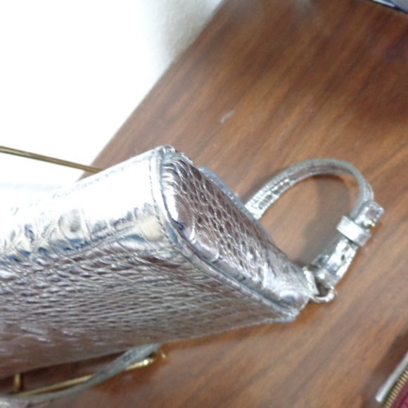 STUNNING Vintage Brahmin SILVER Melbourne Leather Shoulder Bag EXACT Clean LN - Picture 12 of 16